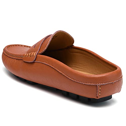 Boleone Mens Handmade Leather Mules Clog Slippers Breathable Leather Slip On Shoes Casual Loafers Brown 11/46 #TOP5