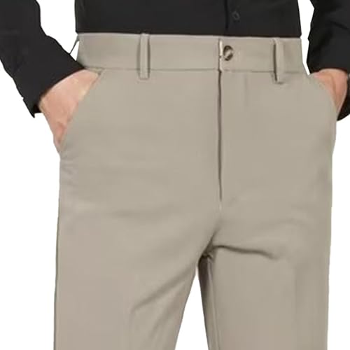 Mens Tapered Dress Stretch Suits Trouser Lightweight Trousers Men Chino Business Pants Dress Classic Flat Fit Pants4