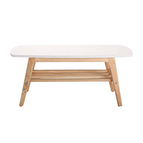 Table basse rectangulaire en bois avec étagère pour optimiser l'espace du salon