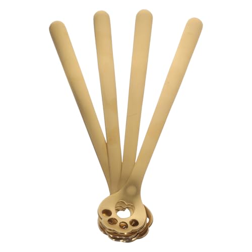 Cabilock 4Pcs Stainless Steel Ice Cream Spoon Fun Slotted Stirrer for Coffee Dessert Soup and Milk Tea Heat Resistant Handle Unique Design for Use