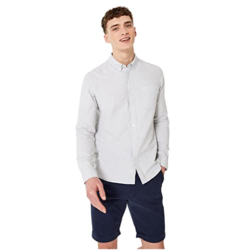 Image of Jack Wills Mens Plain Oxford Shirt Long Sleeve Light Ash Marl M