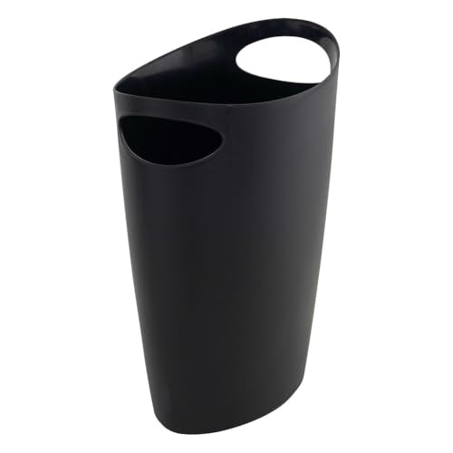 Image of Superio Slim Bathroom Trash Can 2 Gallon Black Plastic Small Compact Waste Basket for Bedroom, Dorm, Under Office Desk, Narrow Portable RV Dustbin