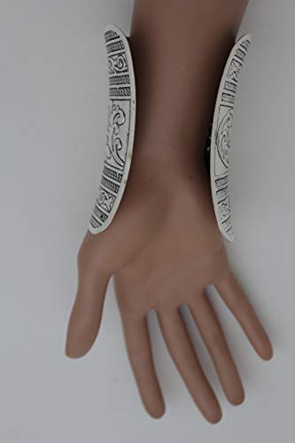 Women’s Silver Metal Long Cuff Bracelet – Wide Adjustable Filigree Band – Wonder Style Jewelry Accessory4