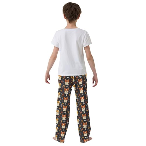 ALAZA Dog Paw Print Love Heart Pajama Pants Long Sleep Pant Pajama Bottoms Elastic Waist with Pockets3