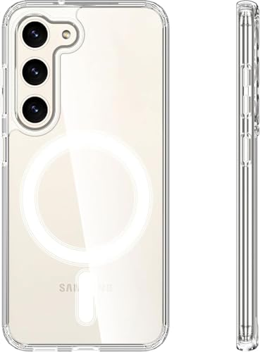 Image of Magnetic Silicone Case for Samsung Galaxy S21FE 5G Compatible with MagSafe, Shockproof Phone Bumper Cover, Anti-Scratch Clear Back (Clear)