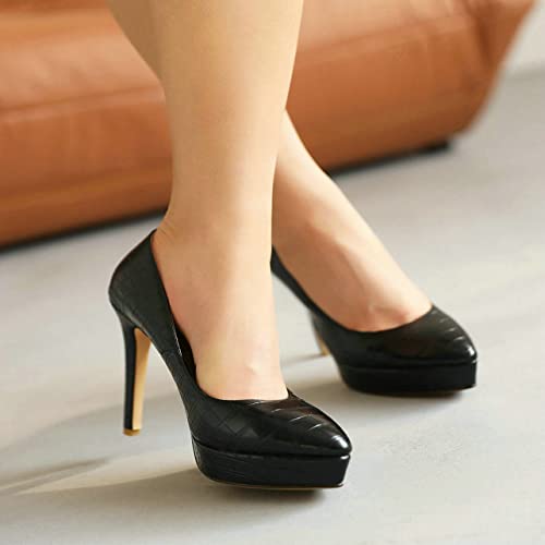 UniqueStride Womens Pointed Toe Platform Stiletto High Heel Pumps Slip on Dress Shoes3
