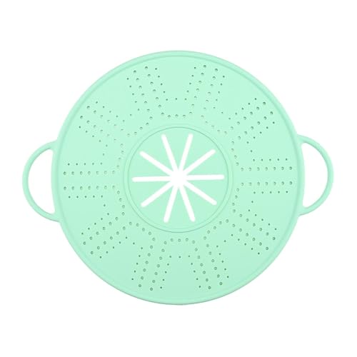 WeiLaiKeQi シリコン蓋 防溢れカバー 蓋 蒸し器ラック兼用 蓋 油跳ねガードマット 蓋 二重ハンドル 鍋用 蓋 排水トレー 保管便利 家庭用に適用, 緑