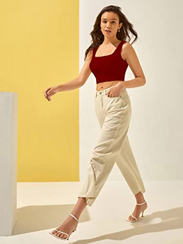 Image of Shasmi Women Ribbed Square Neck Tank Crop Top