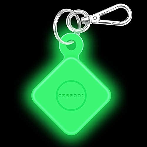Fintie Silicone Case with Carabiner Keychain for Tile Pro (2020 & 2018), Anti-Scratch Lightweight Soft Protective Sleeve Skin Cover, Green- Glow in The Dark