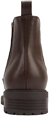 Soda “HOPPER” ~ Women Round Toe Double Elastic Gore Lug Sole Low Heel Chelsea Ankle Boot Bootie (Brown PU, us_footwear_size_system, adult, women, numeric, medium, numeric_6) | Image 1