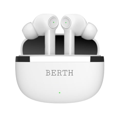 Image of BERTH X35 Wireless Earbuds, 50H Playtime, Quad Mic ENC, 13mm Drivers, Fast Charging, Dual Pairing, BT 5.4, IPX4, Crystal Clear Calls, Deep Bass, in-Ear Earphones with Mic (White)