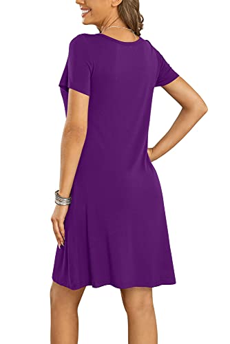 DUSDIMON Women's Summer Casual Tshirt Dresses Short Sleeve Cover ups Beach Loose Dress2