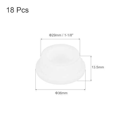 Image of MECCANIXITY 18Pcs T-Shaped Silicone Plugs 29mm 1-1 /8 Inch Dia Snap in Plug Hole Seal Cover Round Rubber Stopper for Kitchen Rubber Bulkheads Waterproof Sealing Plugs White