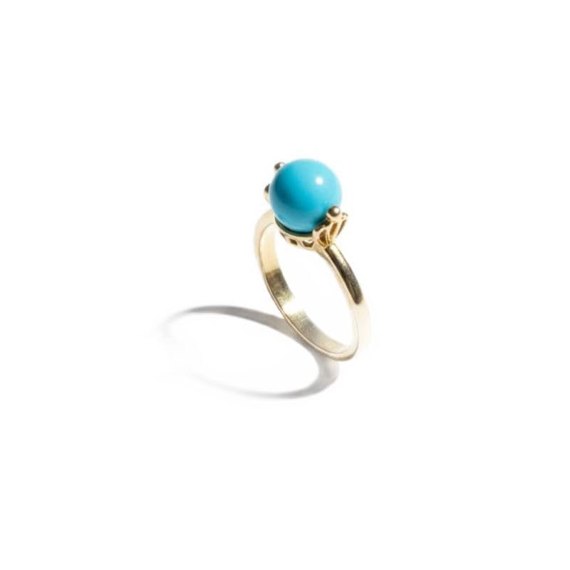 Bague Mollis argent doré or jaune Bouly&Cailloux et turquoise d'exception