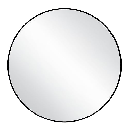 Design House Kenna Round Wall Accent Mirror – 28-Inch, Modern Metal Framed – Living Room, Bedroom, Bathroom Vanity Mirror – Black, 587196