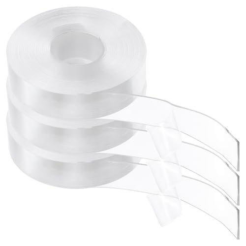 QUARKZMAN 3pz Nastro Nano Doppio Lato 500cm x 2.5cm x 2mm Nastro di Montaggio Trasparente Rimovibile Lavabile Impermeabile Nastro Adesivo per Appendere Immagini su Pareti Tappeti