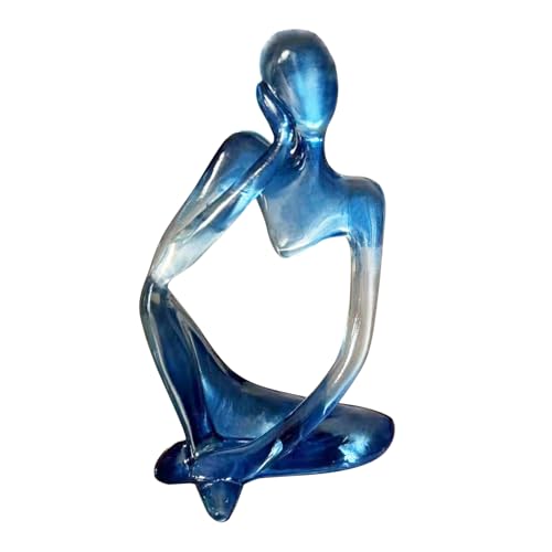 Dnoifne Abstract Gradient Blue Resin Thinker Statue, Modern...