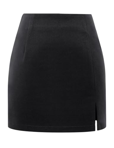 Jupe crayon moulante à carreaux femme mini jupe hiver en laine taille haute avec fente