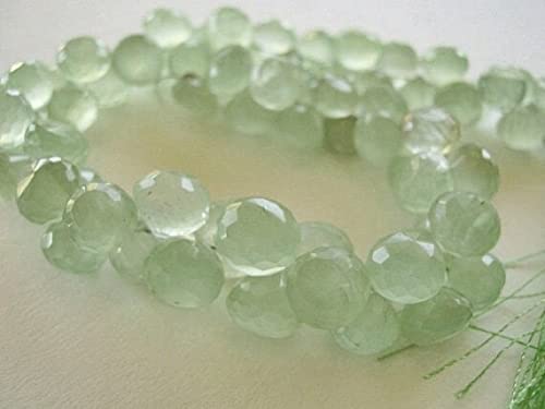 Green Prehnite briolette oignon 7.5mm LKBEADS : perle pierre verte facettée pour bijou
