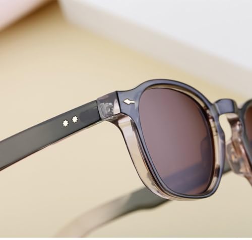 Retro Oval Sunglasses Women Rivets Punk Gradient Shades UV400 Men Dark Green Sun Glasses4