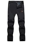 EKLENTSON Mens Trousers Winter Warm Fleece Lined Waterproof Hiking Climbing Mountain Trousers Black