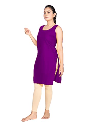 Image of Women's Cotton Long Camisole for Kurti /Suit Slip /Long Inner /Samij for Women Sameej /Knee Length Inner Wear /Sameez /Kurti Slip /Round Neck /Invisible