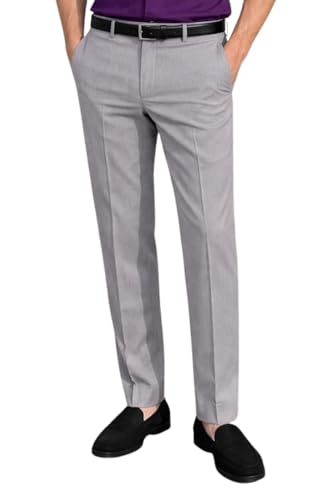 Image of Louis Philippe Men's Slim Fit Everyday Smart Wear Comfort Stretch Work Ready Textured Formal Trouser