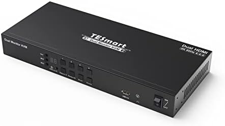 TESmart KVM Switch 4 Computers 2 Monitors, 4 Port HDMI KVM Switch Dual Monitor, EDID, UHD 4K@60Hz, Support Cascading for Quad Monitor, Stereo Audio, Hotkey Switching, Monitor Switcher Box