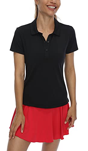 Polo de golf femme UPF 50 anti-UV et séchage rapide noir grande taille