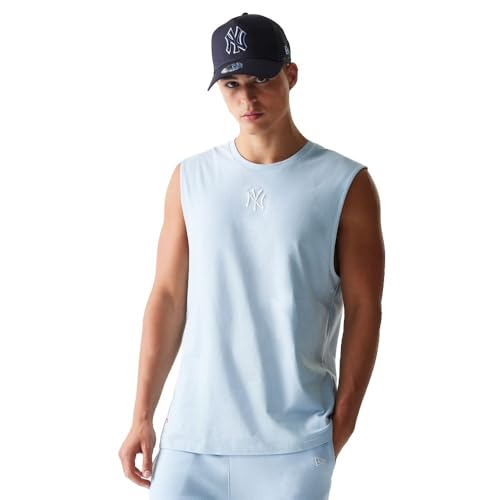 T-shirt sans manches New Era New York Yankees M en coton noir pour homme