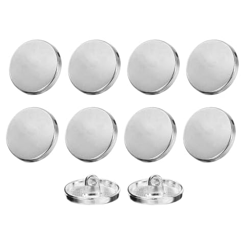 sourcing map 10pcs Metal Round Flat Buttons Cover
