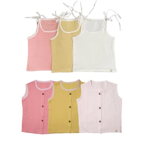 OUR BRAND Herbal Baby Organic Muslin Cotton Button Jabla For Newborn Baby|Pink Yellow White|Pack of 6|0-3 Months BabiesCasual Clothing for Boys and Girls