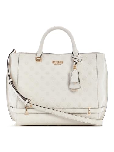 GUESS Zarela Girlfriend Tote Cream White Logo