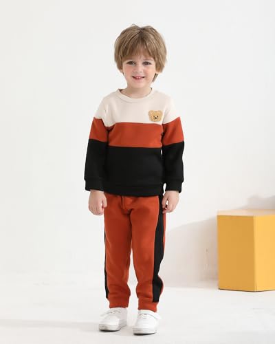 NZRVAWS Toddler Baby Boy Clothes Pullover Sweater Cute Bear Sweatsuit Pant Set Boys Fall Winter Outfit Clothing Set4