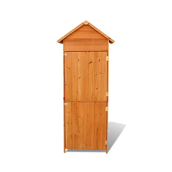 HechoVinen Gartenschrank Werkzeugschuppen aus Holz, Geräteschuppen, 2 Lagerregale im Inneren, Wasserdichtes… – Bild 4