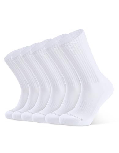 Closemate Mens Socks Crew Sport Socks for Men Cushioned Cotton Wicking Breathable Non Slip Winter Athletic Socks for Performance Training Hiking Walking Work Socks 6 Pairs
