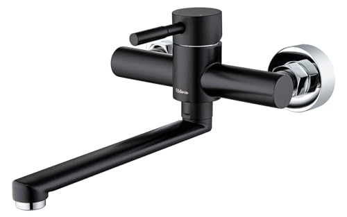 Grifo De Pared, Kelleria Grifo De Cocina Montado En La Pared, Giratorio 360 Grados, Fabricado En Acero Inoxidable, Monomando Para Fregadero, Agua Fría Y Caliente, Acabado Negro Grifo De Pared, Kelleria Grifo De Cocina Montado En La Pared, Giratorio 360 Grados, Fabricado En Acero Inoxidable, Monomando Para Fregadero, Agua Fría Y Caliente, Acabado Negro
