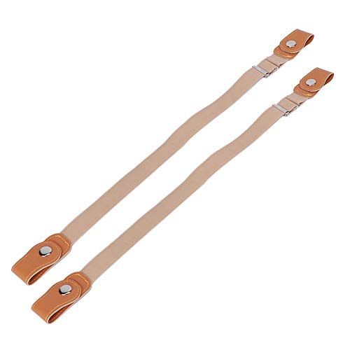 Fydun 2pcs Children Belt, 2pcs Unisex Waist Adjustable Stretch BuckleFree Strap Imitation Leather Belts Breathable Light Waistband BuckleFree Khaki for Kids Adults (100cm)2