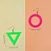 Mintolex 80s 90s Neon Earrings for Women Retro Triangular Circle Acrylic Drop Dangle Earrings for 80’s Outfits Costume Glow Party Jewelry Accessories, Green Triangle Hot Pink Circle