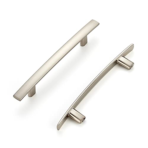 Image of Ravinte 5 Pack Cabinet Handles Brushed Nickel Cabinet Pulls Kitchen Cabinet Handles,Curved Drawer Pulls in 6 Inch Length with 3.75 Inch Hole Center Arch Kitchen Cabinet Hardware