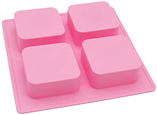 RKPM HOMES 4 Cavity Generous Soap Silicone Cake Mold Handmade Soap Mold Cold Soap Mold Aroma Rice Cake Mold Plain Square Lotion Bar Soap Mold Making Mold Pack of 1 Mold Size 18 x 18 x 3 cm-image-49