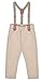 Lilax Boys Wedding Outfit, Toddler & Young Boys' Fashion Pant Set, Plaid Dress Shirt, Pants, Bowtie and Suspenders (6 Years, Beige)