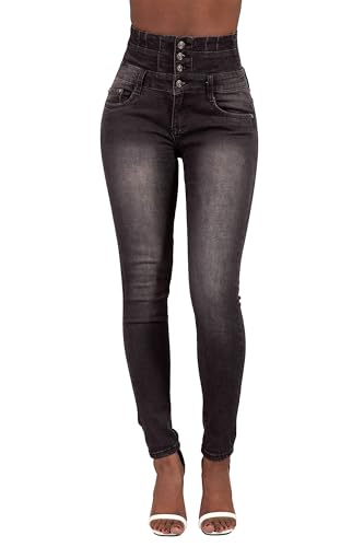 Glook Women's High Waisted Tummy Control Skinny Fit Jeans Pants2