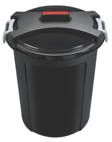 HEIDRUN Universaltonne, Matrix-Tonne, 65 cm Höhe, Ø 55 cm, 75 l, rund, mit Deckel, in schwarz, aus Kunststoff HEIDRUN Universaltonne, Matrix-Tonne, 65 cm Höhe, Ø 55 cm, 75 l, rund, mit Deckel, in schwarz, aus Kunststoff