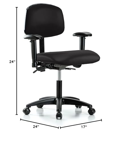 Image of Perch Multi-Task Office Chair with Adjustable Armrests | Desk Height 17-22 inch | Black Vinyl
