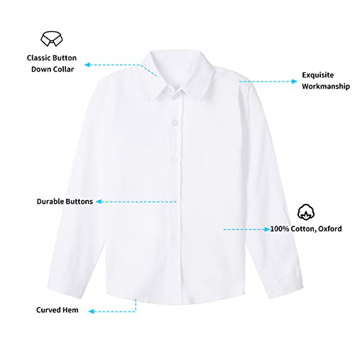 Image of LittleSpring Boys Button Down Long Sleeve Uniform Dress Shirts with Tie