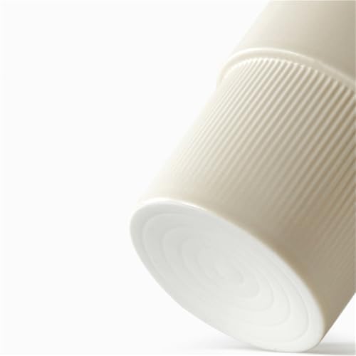 Tazas de café de cerámica de 10.82 oz con tapa e infusor de madera para casa 6