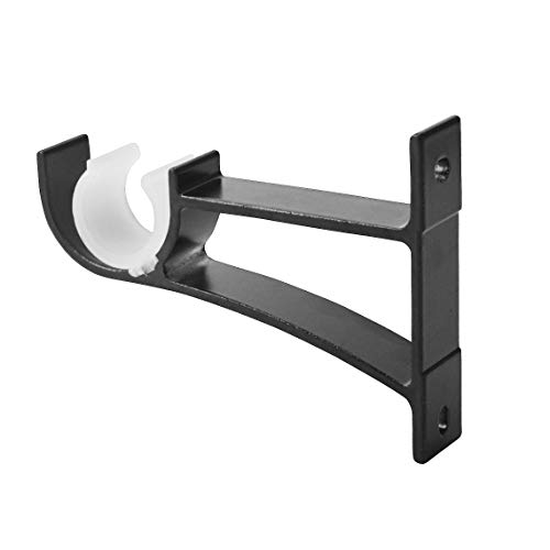 4 Pack Heavy Duty Curtain Rod Bracket Single Curtain Rod Holders For 0.8 To 1 Inch Drapery Rod Sturdy Curtain Rod Hooks For Living Room Bedroom Bathroom Black #TOP3