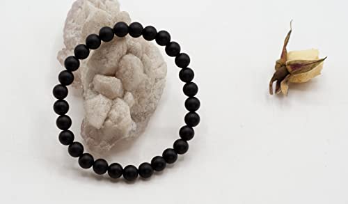 Ltc Designs Matte Finished 6Mm Round Black Onyx Stretch Bracelet, 7" For Women And Men #TOP5