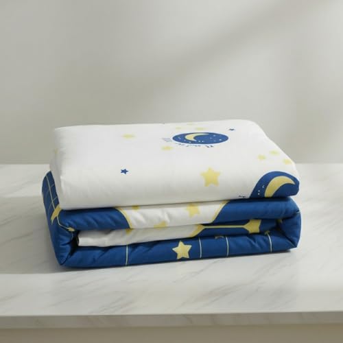 Image of Filymore Good Night Design Elastic Fitted bedsheet for Kids Room Single Bed 240 TC Soft Microfiber 1 bedsheet and 1 Pillow Cover (Size 72x36 inches) fit up to 6 inches Mattress(White)